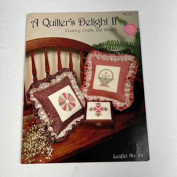 Pat Waters Cross Stitch Leaflets Quilters Delight II and III Quilt Designs 80's - Picture 2 of 8